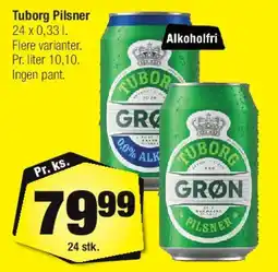 Calle Tuborg Grøn (Pilsner) 24 x 0,33 l tilbud