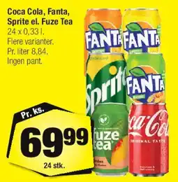 Calle Coca Cola, Fanta, Sprite el. Fuze Tea (24 x 0,33 l) tilbud