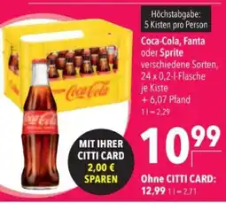 Citti Coca-Cola, Fanta oder Sprite tilbud