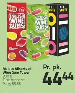 Fleggaard Malaco Allsorts el. Wine Gum Tower tilbud