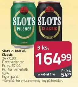 Fleggaard Slots Pilsner el. Classic tilbud