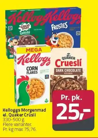 Fleggaard Kelloggs Morgenmad el. Quaker Crüsli tilbud