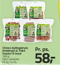 Fleggaard Chrisco Kyllingebryst, Andebryst el. Fiske Snacks Til Hund tilbud