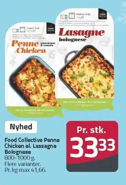 Fleggaard Food Collective Penne Chicken el. Lassagne Bolognese tilbud