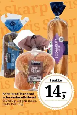 Dagli'Brugsen SCHULSTAD Levebrød eller sødmælksbrød tilbud