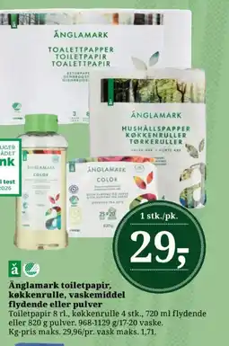 Dagli'Brugsen ÄNGLAMARK Toiletpapir, køkkenrulle, vaskemiddel flydende eller pulver tilbud