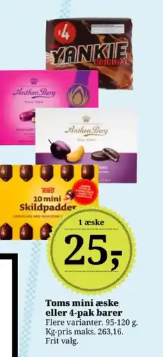 Dagli'Brugsen Toms mini æske eller 4-pak barer tilbud
