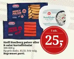 Dagli'Brugsen STEFF Houlberg pølser eller k-salat kartoffelsalat tilbud