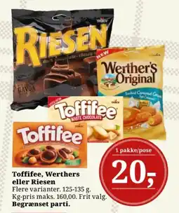Dagli'Brugsen Toffifee, werthers eller riesen tilbud