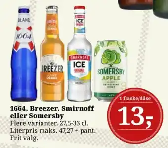 Dagli'Brugsen 1664, breezer, smirnoff eller somersby tilbud