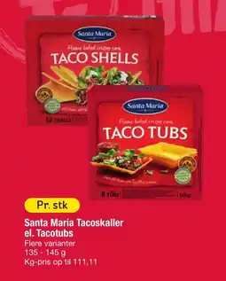 Fakta Tyskland SANTA MARIA Tacoskaller el. tacotubs tilbud