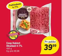 Fakta Tyskland COOP Hakket oksekød 4-7% tilbud