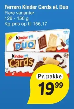 Fakta Tyskland Ferrero kinder cards el. duo tilbud