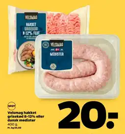 Netto Velsmag hakket grisekød 8-12% eller dansk medister tilbud