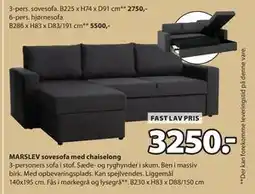 JYSK MARSLEV sovesofa med chaiselong tilbud