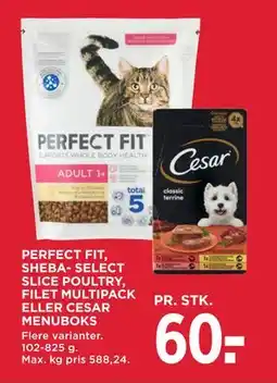 MENY PERFECT FIT, SHEBA- SELECT SLICE POULTRY, FILET MULTIPACK ELLER CESAR MENUBOKS tilbud