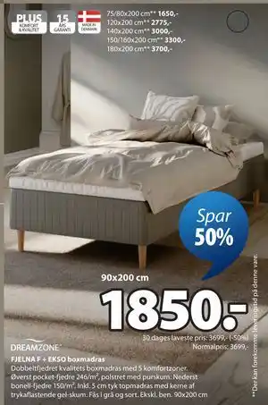 JYSK FJELNA F + EKSO boxmadras tilbud