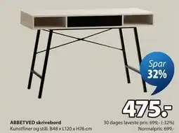 JYSK ABBETVED skrivebord tilbud