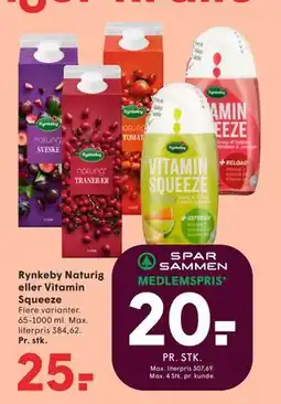 SPAR Rynkeby Naturig eller Vitamin Squeeze tilbud