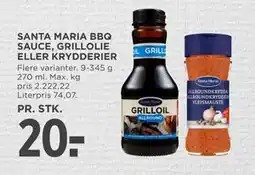 MENY SANTA MARIA BBQ SAUCE, GRILLOLIE ELLER KRYDDERIER tilbud