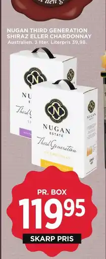 MENY NUGAN THIRD GENERATION SHIRAZ ELLER CHARDONNAY tilbud