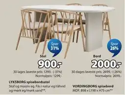 JYSK LYKSBORG spisebordsstol tilbud