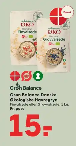 SPAR Grøn Balance Danske Økologiske Havregryn tilbud