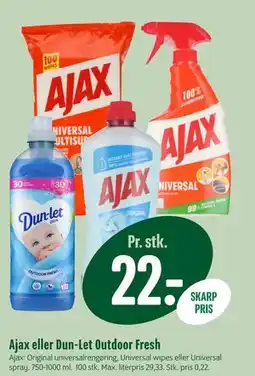 Min Købmand Ajax eller Dun-Let Outdoor Fresh tilbud