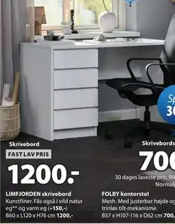 JYSK LIMFJORDEN skrivebord tilbud