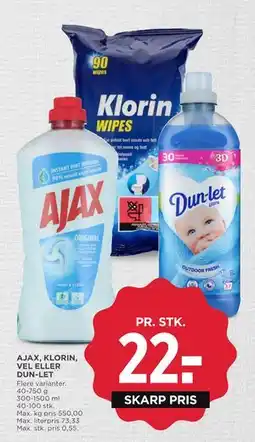 MENY AJAX, KLORIN, VEL ELLER DUN-LET tilbud
