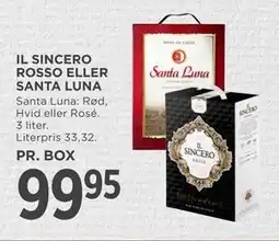MENY IL SINCERO ROSSO ELLER SANTA LUNA tilbud