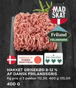 MENY HAKKET GRISEKØD 8-12 % AF DANSK FRILANDSGRIS tilbud