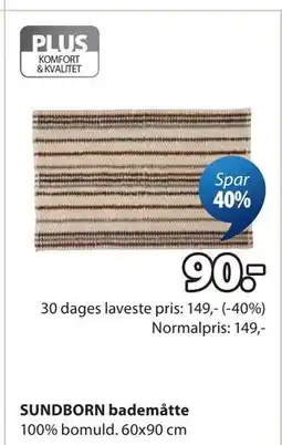 JYSK SUNDBORN bademåtte tilbud