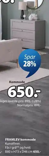 JYSK FRAMLEV kommode tilbud