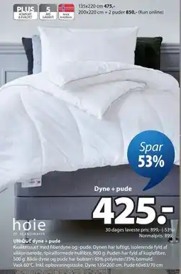JYSK UNIQUE dyne + pude tilbud