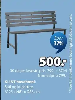 JYSK KLINT havebænk tilbud