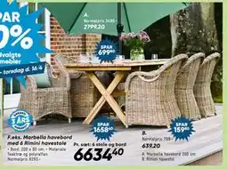 Bilka Marbella havebord med 6 Rimini havestole tilbud