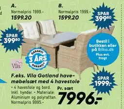 Bilka Vila Gotland havemøbelsæt med 4 havestole tilbud