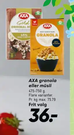 Bilka AXA granola eller müsli tilbud