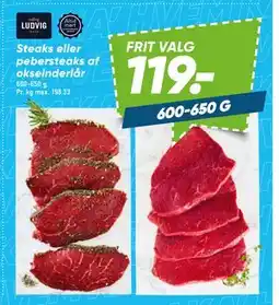 Bilka Steaks eller pebersteaks af okseinderlår tilbud