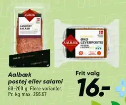 Bilka Aalbæk postej eller salami tilbud