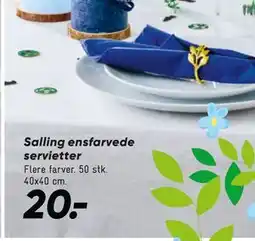 Bilka Salling ensfarvede servietter tilbud