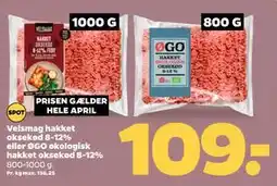 Netto Velsmag hakket oksekød 8-12% eller ØGO økologisk hakket oksekød 8-12% tilbud