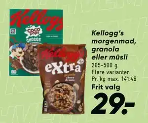 Bilka Kellogg’s morgenmad, granola eller müsli tilbud
