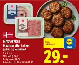 Lidl MADVÆRKET Medister eller hakket grise- og kalvekød, App-pris tilbud