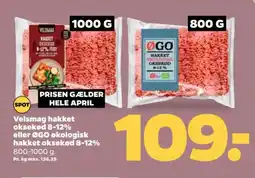 Netto Velsmag hakket oksekød 8-12% eller øgo økologisk hakket oksekød 8-12% tilbud
