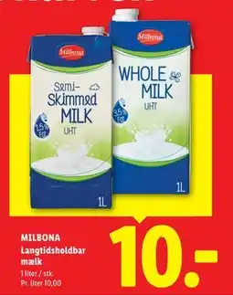 Lidl MILBONA Langtidsholdbar mælk tilbud