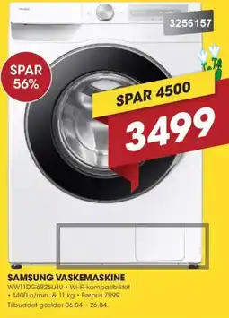 Punkt1 Samsung vaskemaskine WW11DG6B25LHU tilbud