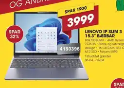 Punkt1 Lenovo IP slim 3 15.3" bærbar 83K700EUMX tilbud