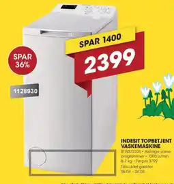 Punkt1 Indesit topbetjent vaskemaskine BTWS72200 tilbud